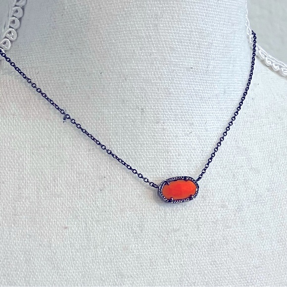 Like New Kendra Scott Elisa Gunmetal Orange Pendant Necklace hard to fin… - Picture 2 of 2
